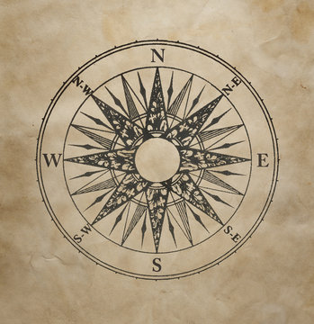 Wind rose on the old grunge paper