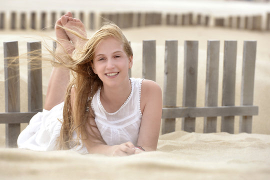 portrait of a cute young teen laughing and smiling