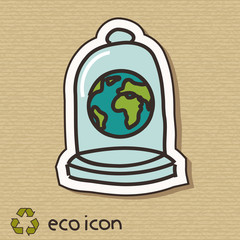 Eco concept illustration on cardboard. Protect the Earth