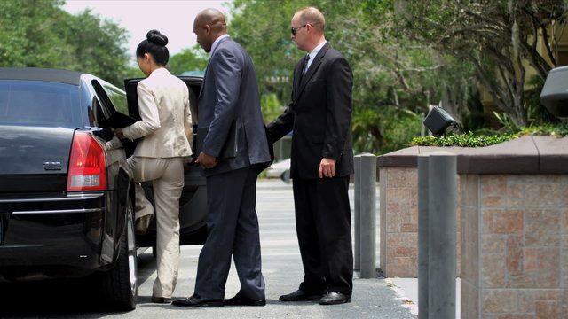 International Banking Leaders Being Met Limousine Chauffeur