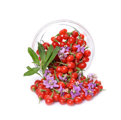 fresh color Tibetan Goji berries in a glass container