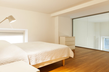 Interior, beautiful apartment, modern style, bedroom