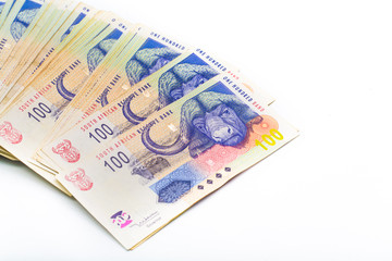 Spread of South African Notes close up