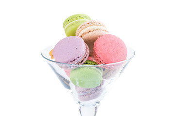 Colorful macaroons in a Martini glass
