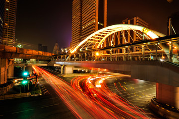 Fototapeta premium Chong Nonsi skywalk at bangkok skytrain