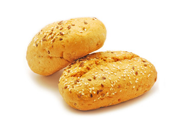 Bread with seeds isolated on white