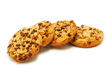 Biscuits with chocolate isolated on white background