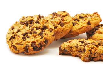 Biscuits with chocolate isolated on white background