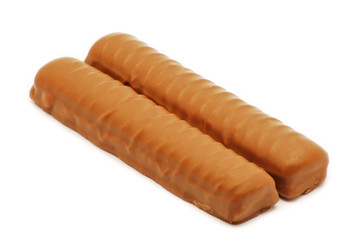 Chocolate bars isolated on white background