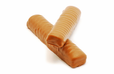 Chocolate bars isolated on white background