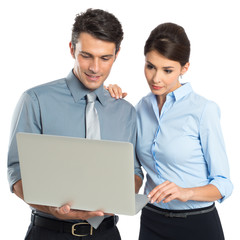 Businesspeople Working At Laptop