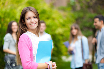 Fototapeta premium Group of happy college students 
