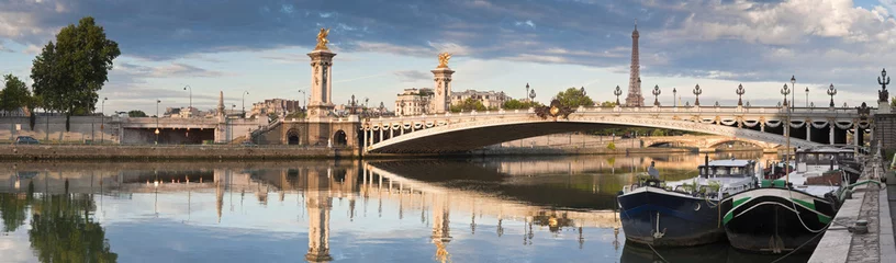 Fotobehang Pont Alexandre III Pont Alexandre III en Eiffeltoren, Parijs