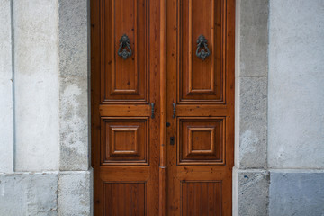 Wooden doors with handles