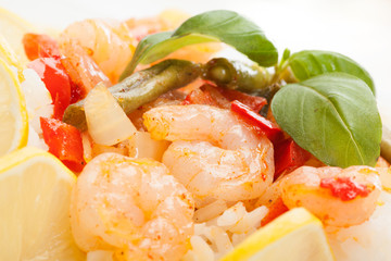 Shrimp with rice.