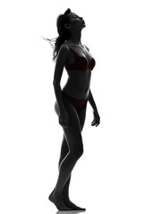Obraz na płótnie Canvas beautiful asian woman in red underwear silhouette