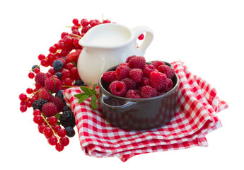 fresh berries and milk