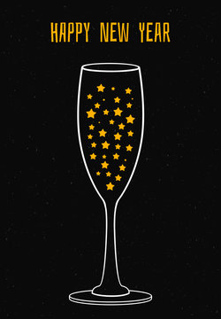 Glass of champagne with the stars