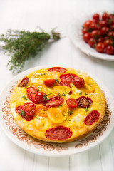 Italian frittata with cherry tomatoes