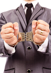 Closeup portrait of a  handcuffed hands.