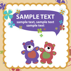 vector baby card with teddy bear