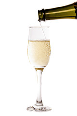 Champagne pouring into a glass