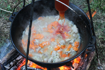 Making traditional goulash