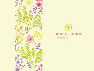 Vector blossoming trees horizontal frame seamless pattern