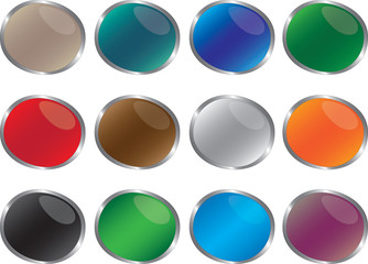 Set of glossy buttons illustrated on white background