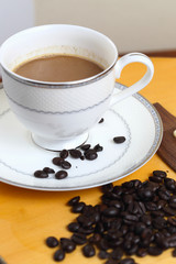 Coffee beans on a guitar