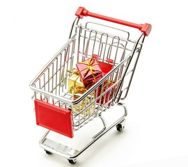 Carro de la compra con regalos