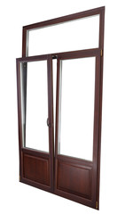 Plastic Double Glazing Window, color dark mahogany,  tilted in v