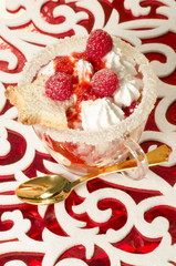 Christmas dessert in a glass with decoration