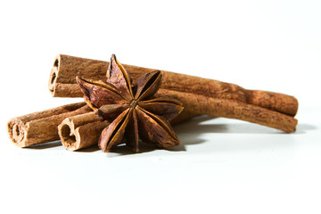 anise star and cinnamon sticks
