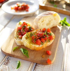 Bruschetta with fresh tomato and basil