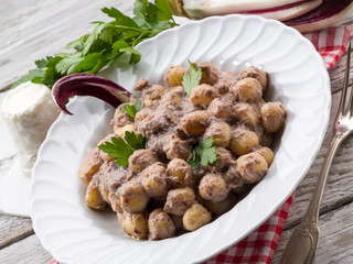 gnocchi with chicory and ricotta sauce