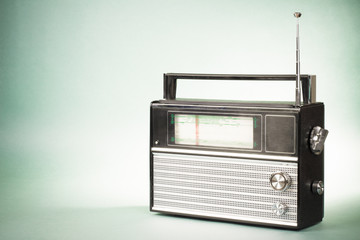 Retro radio photo on old vintage background