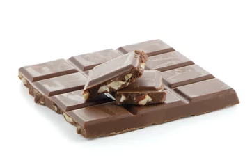 Foto auf Acrylglas Nahaufnahmedetail der Schokolade mit Almods-Teilen © homydesign