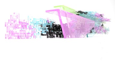 Abstract architectural background of colored glass rectangles