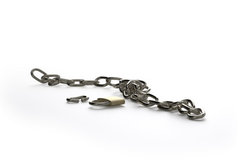 Padlock and broken chain