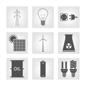 Energy, electricity icons