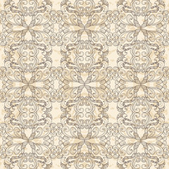 Fototapeta premium Seamless floral pattern on antique paper