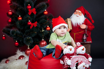 child with xmas decoration