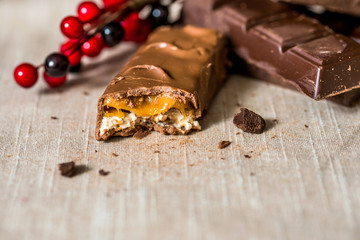 chocolate on brown napkin