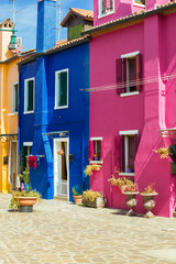 multicolored houses in Burano island. Venice. Italy.
