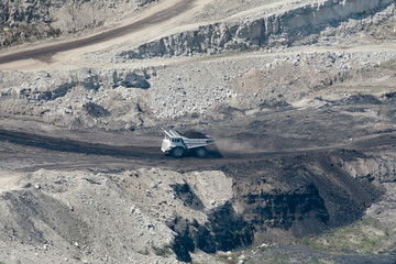 Stone transportation by truck in large quarry