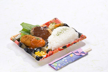 和風ハンバーグ・クリームコロッケ弁当