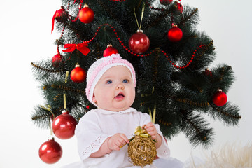 child with xmas decoration