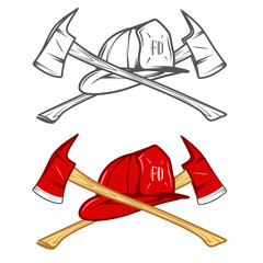 Naklejka premium Vintage firefighter helm with crossed axes