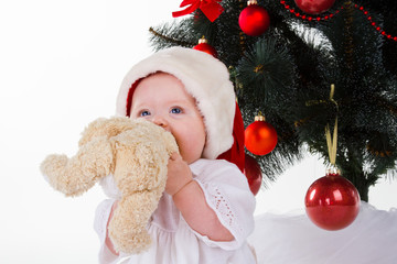 child with xmas decoration